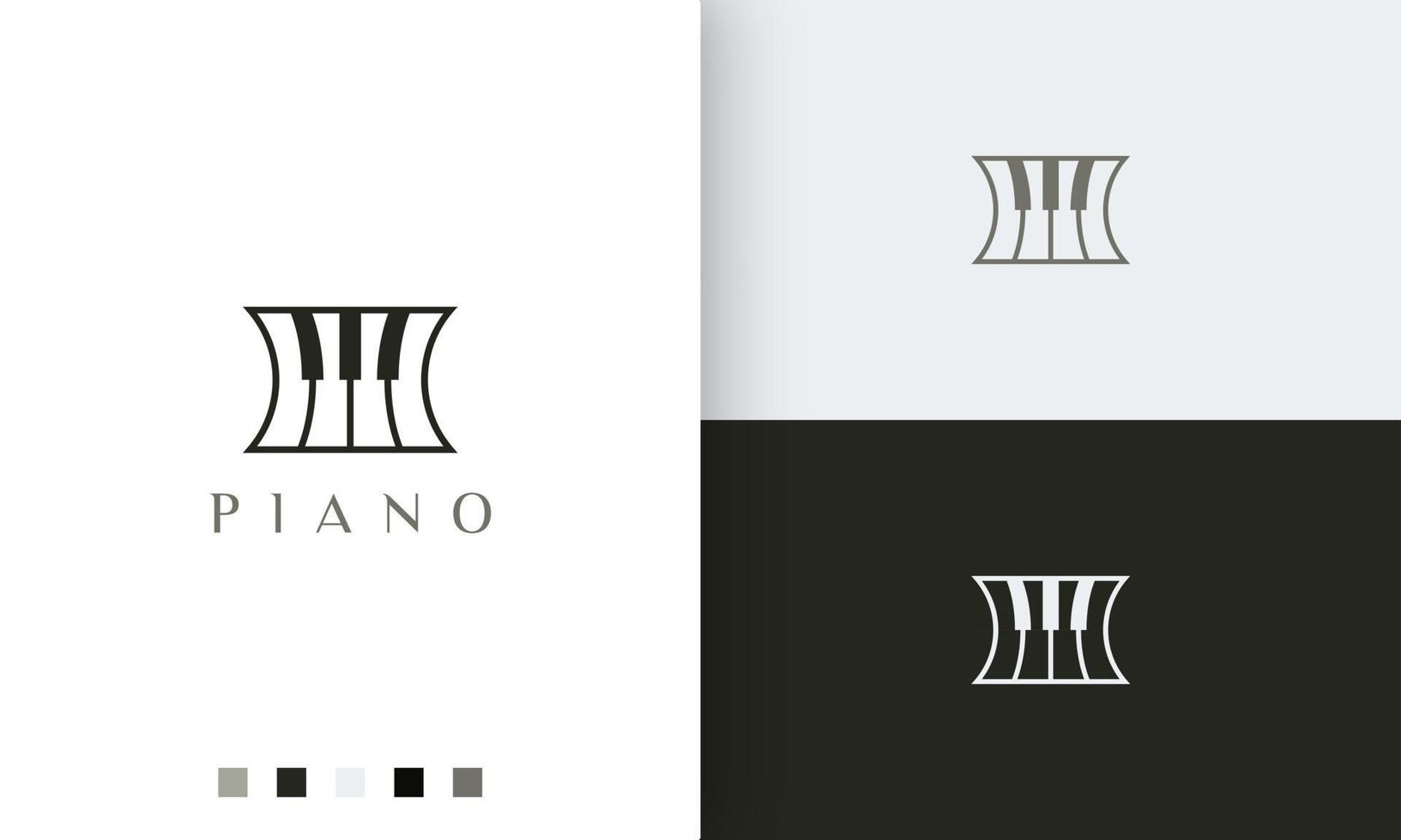 ícone ou logotipo simples e moderno de músico de piano vetor