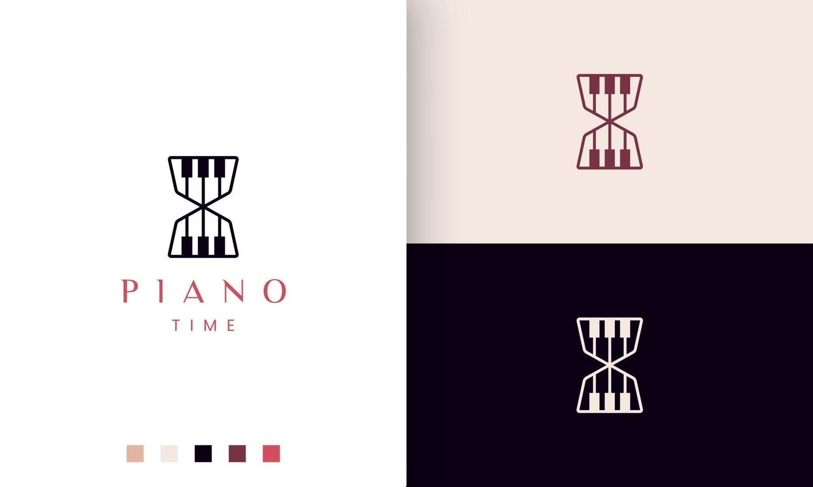 ícone ou logotipo da hora do piano simples e moderno vetor