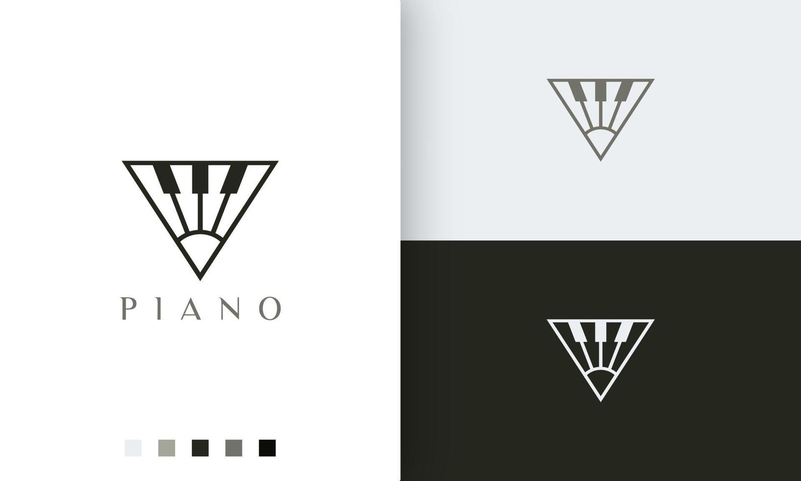 logotipo ou ícone de piano simples e moderno em forma de triângulo vetor