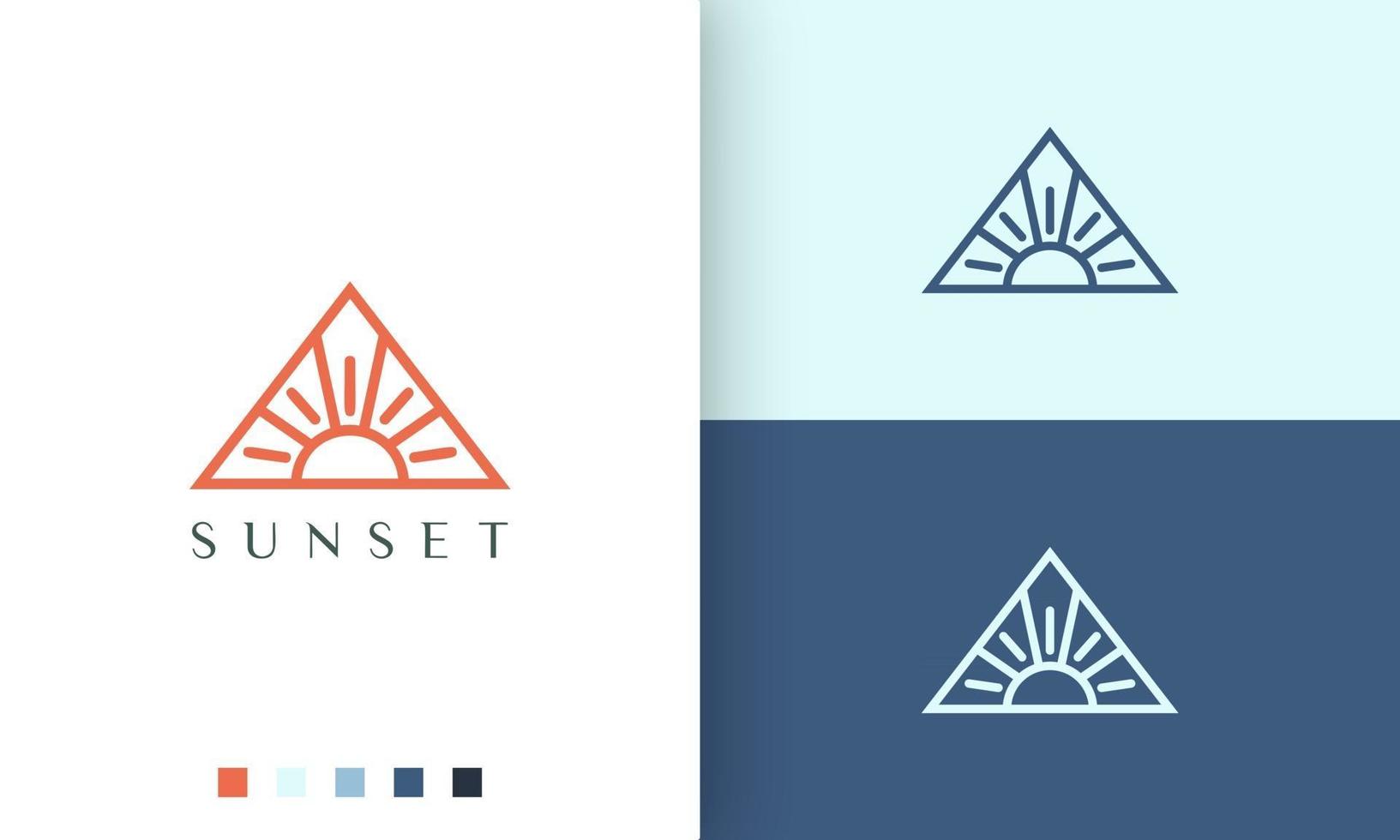 logotipo triângulo sol ou energia em estilo único e moderno vetor