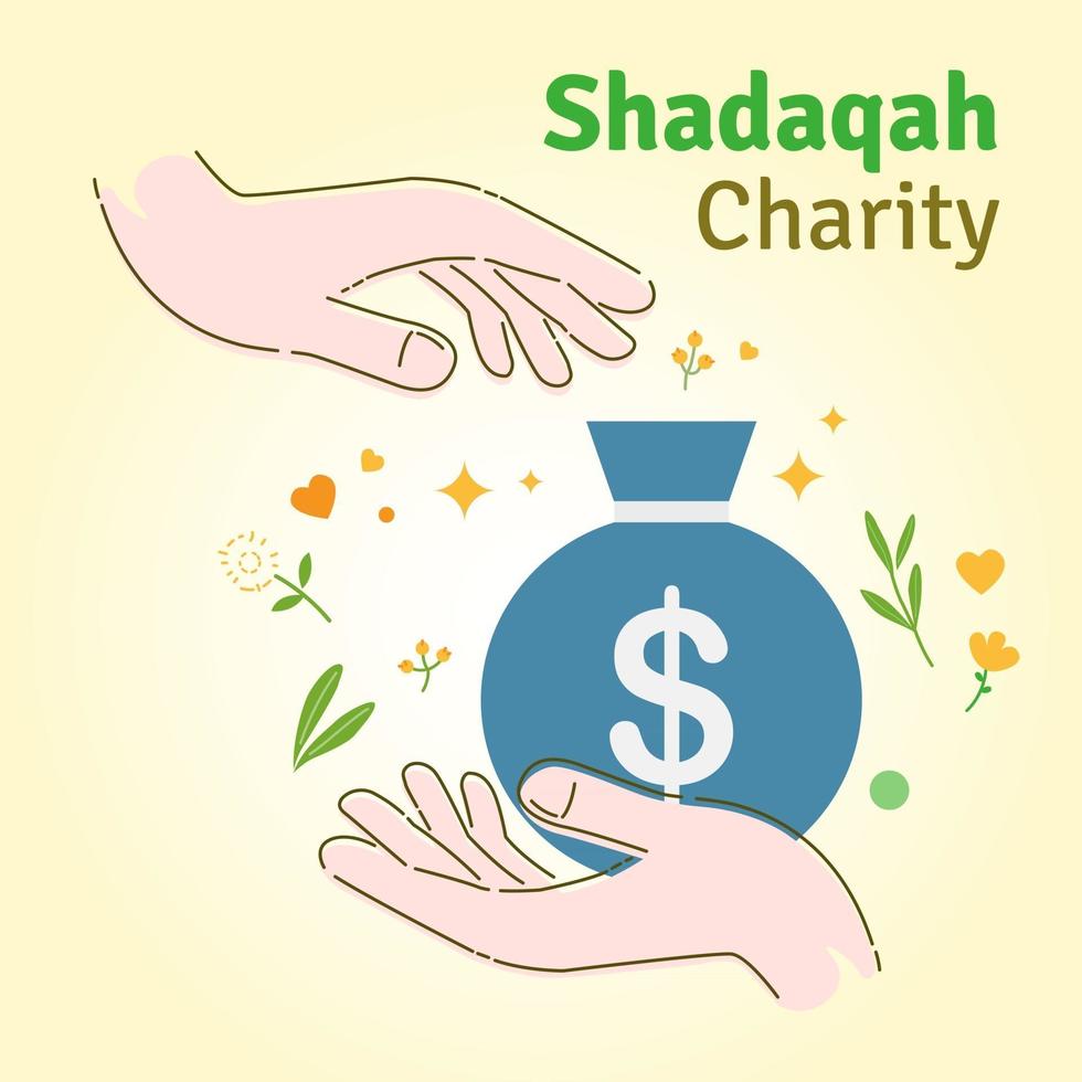 ilustração em vetor plana shadaqah charity