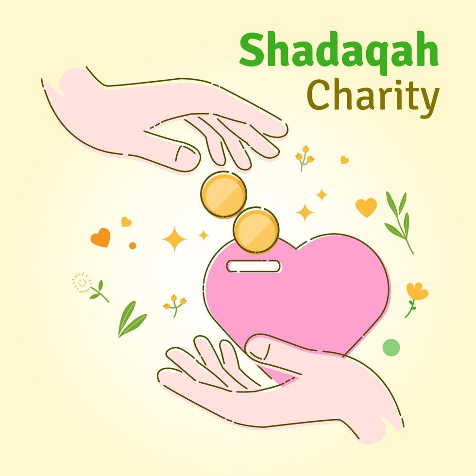 ilustração em vetor plana shadaqah charity