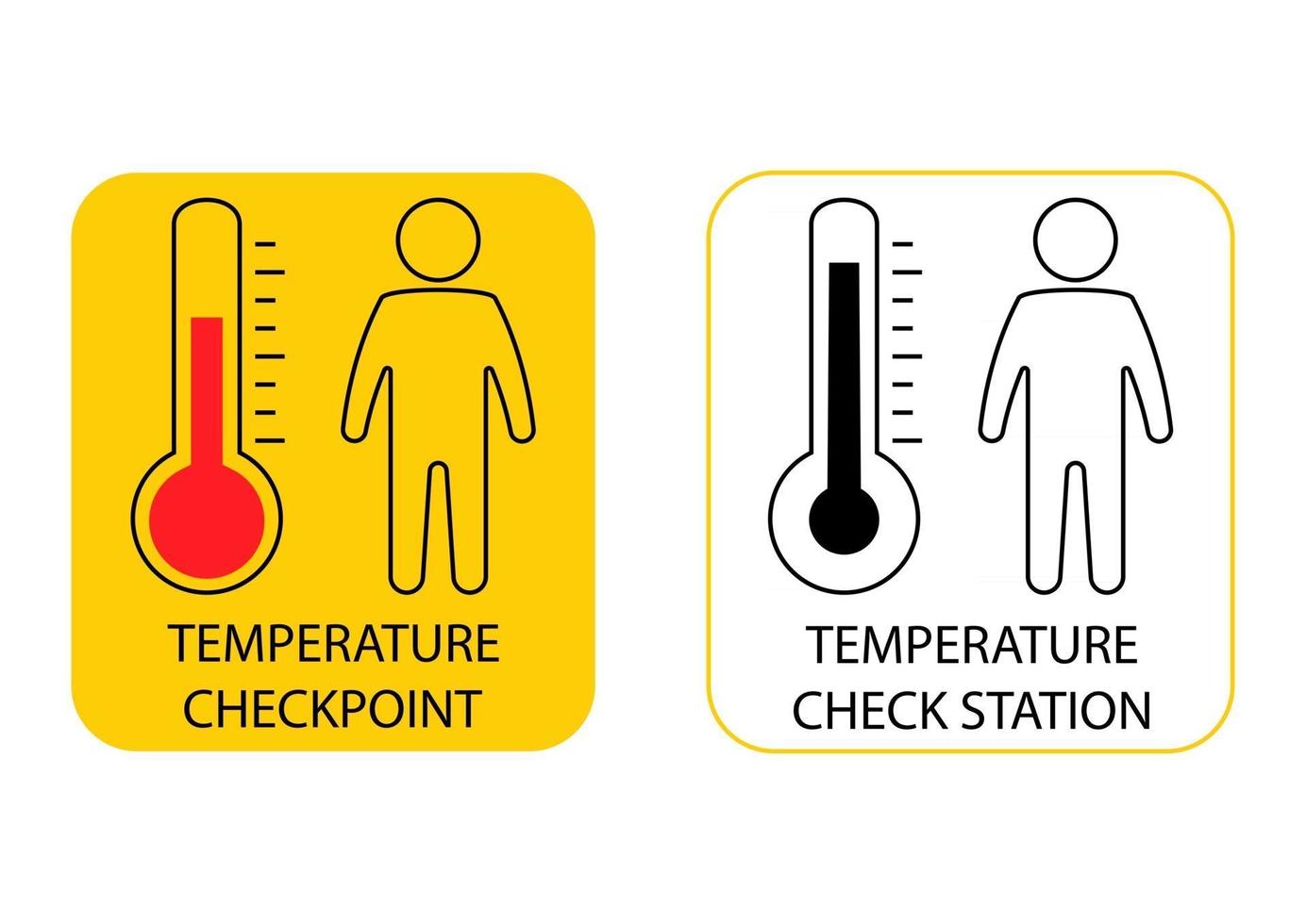 sinal de varredura de temperatura. verifique a temperatura do corpo humano, o ícone de linha fina. posto de controle ou estação para medição de febre. ilustração vetorial isolada vetor