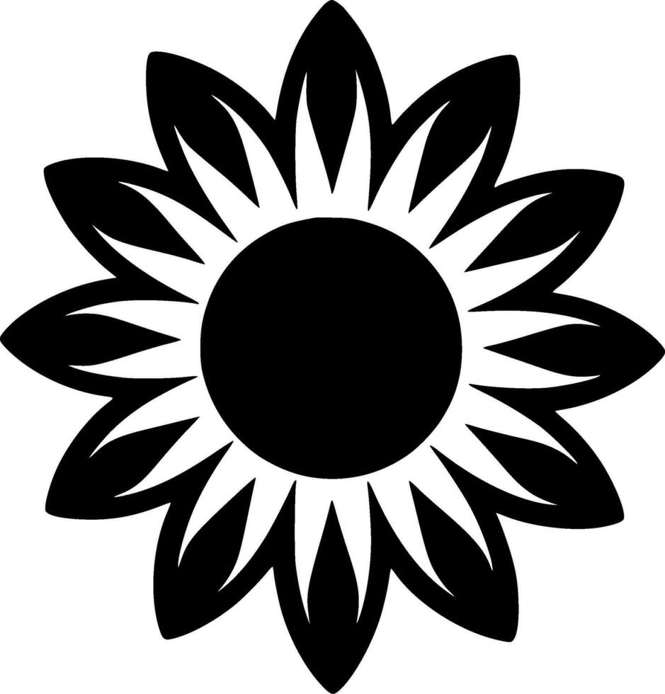 flor - Preto e branco isolado ícone - vetor ilustração