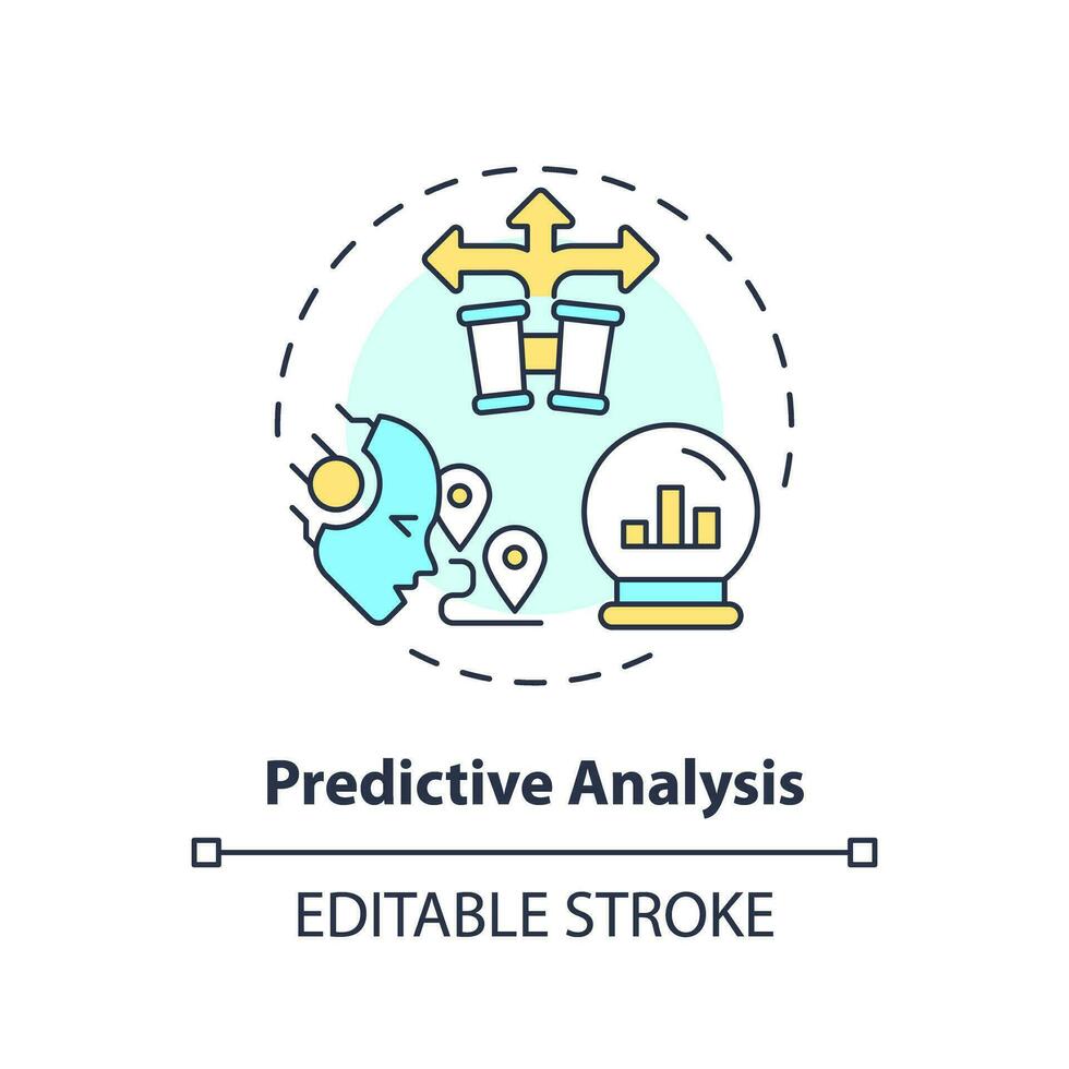 editável preditivo análise ícone conceito, isolado vetor, ai para seo fino linha ilustração. vetor