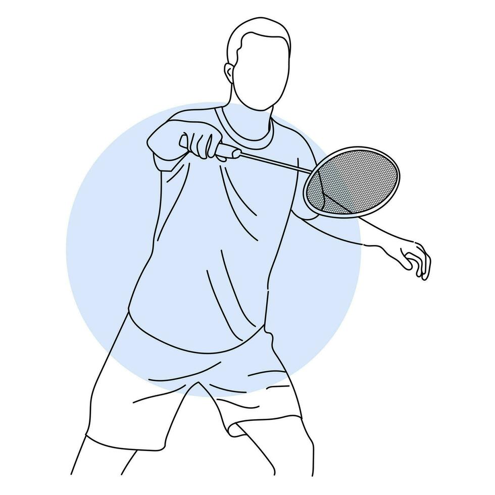 linha arte do badminton jogador vetor ilustração esboço mão desenhado isolado em branco fundo