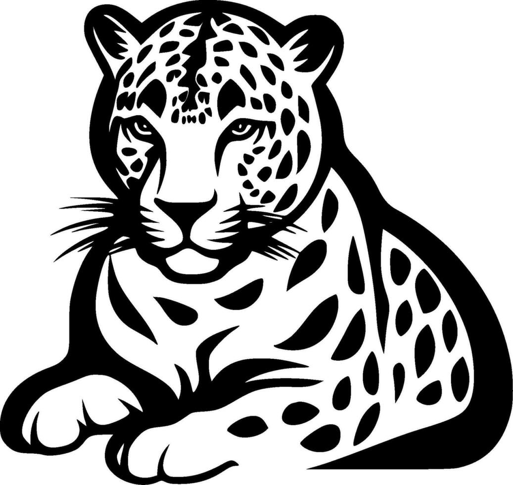 leopardo, Preto e branco vetor ilustração