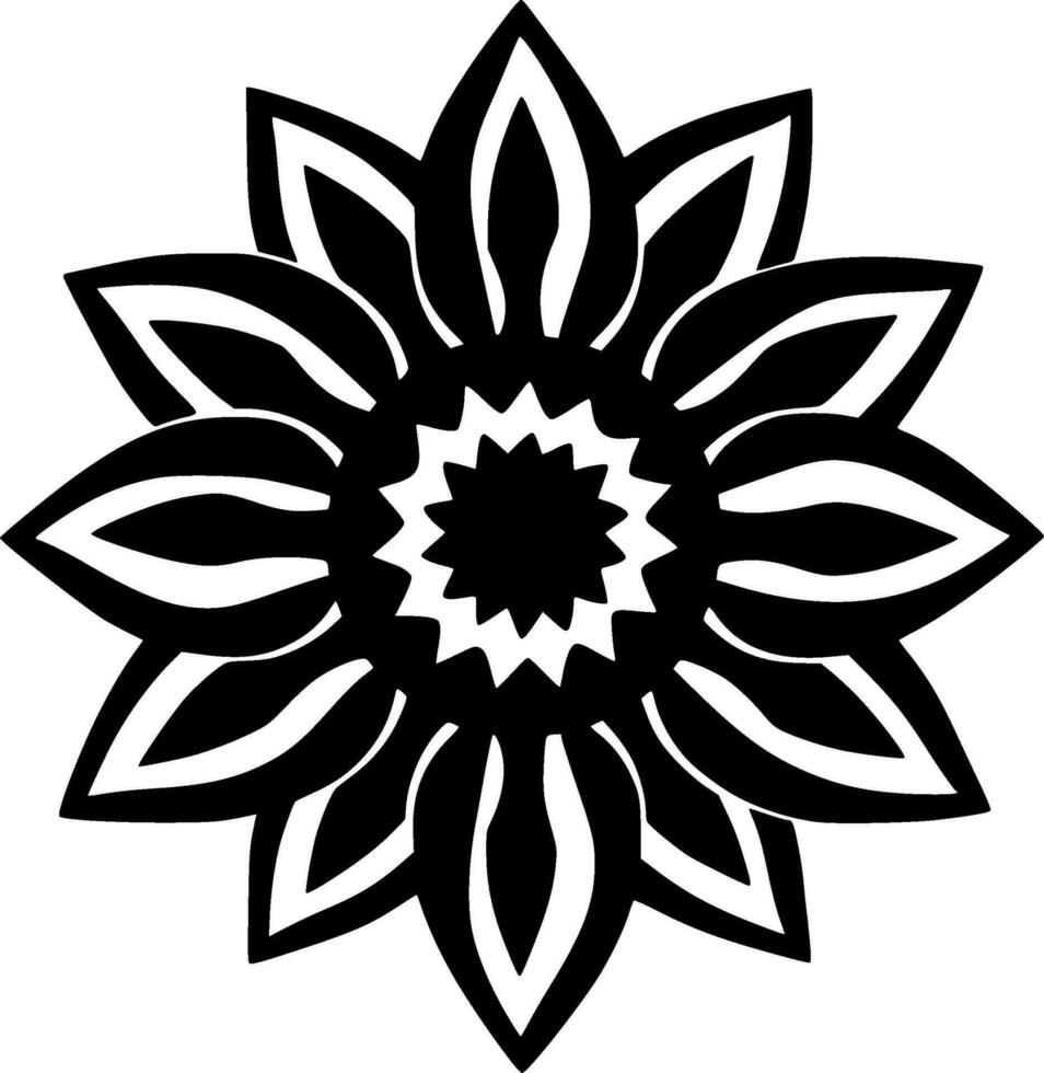 flor - Preto e branco isolado ícone - vetor ilustração