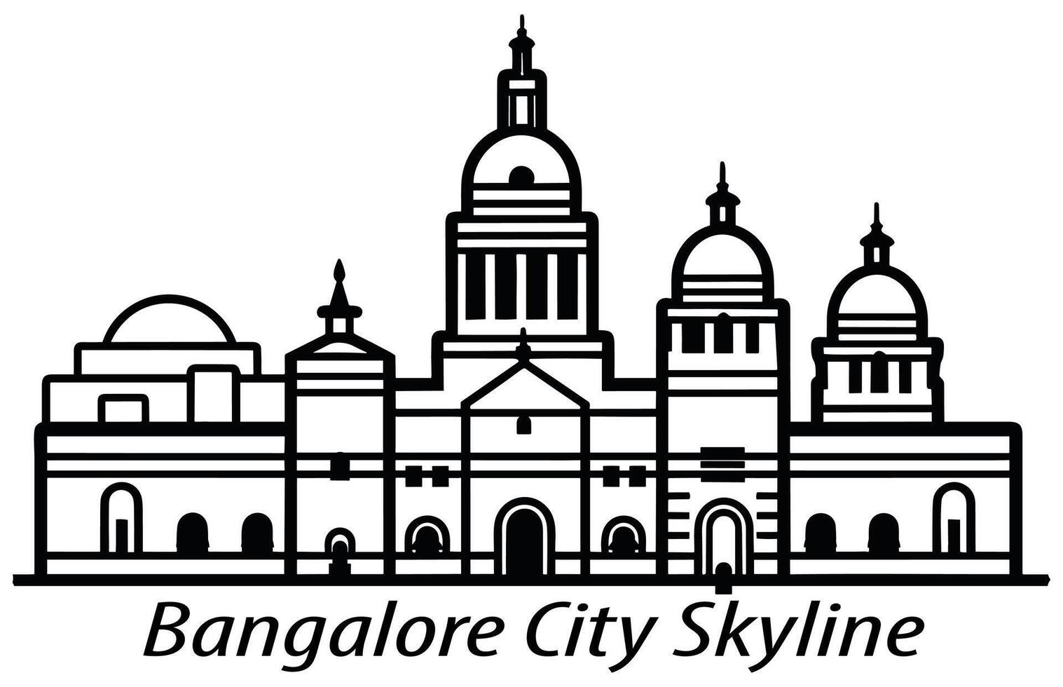 plano vetor silhueta do Bangalore cidade, Bangalore cidade Horizonte.