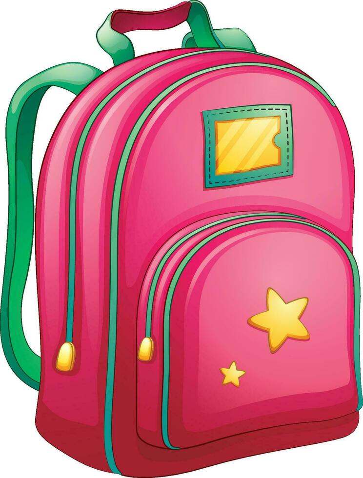 bolsa escolar rosa vetor