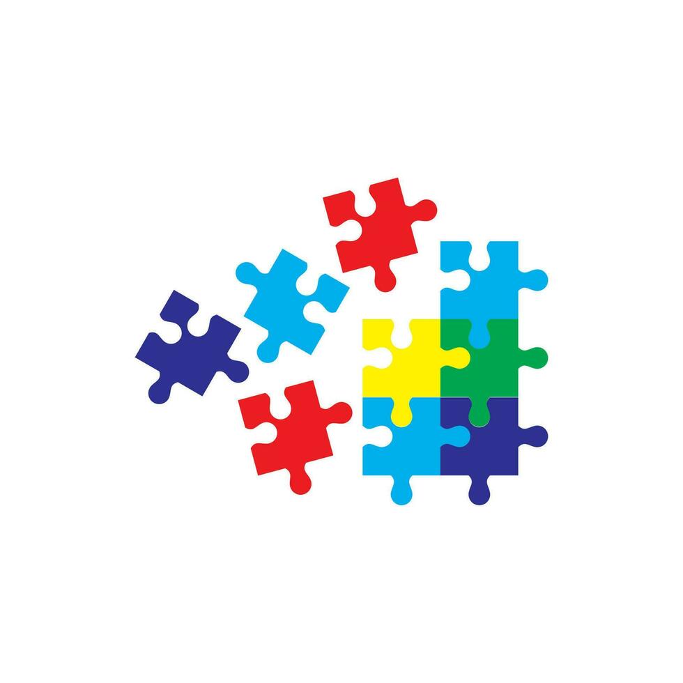enigma peças dentro colorido. enigma logotipo. moderno quebra-cabeça. abstrato enigma vetor Projeto elemento.