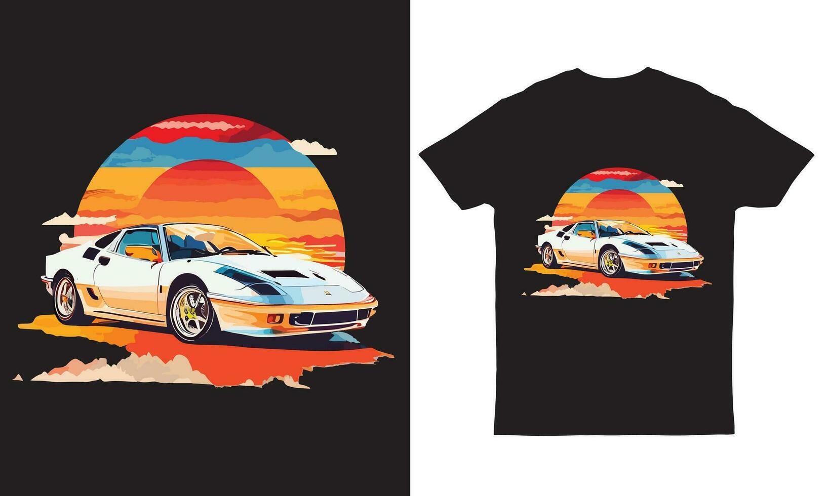 retro carro vetor obra de arte do camiseta gráfico Projeto plano Projeto