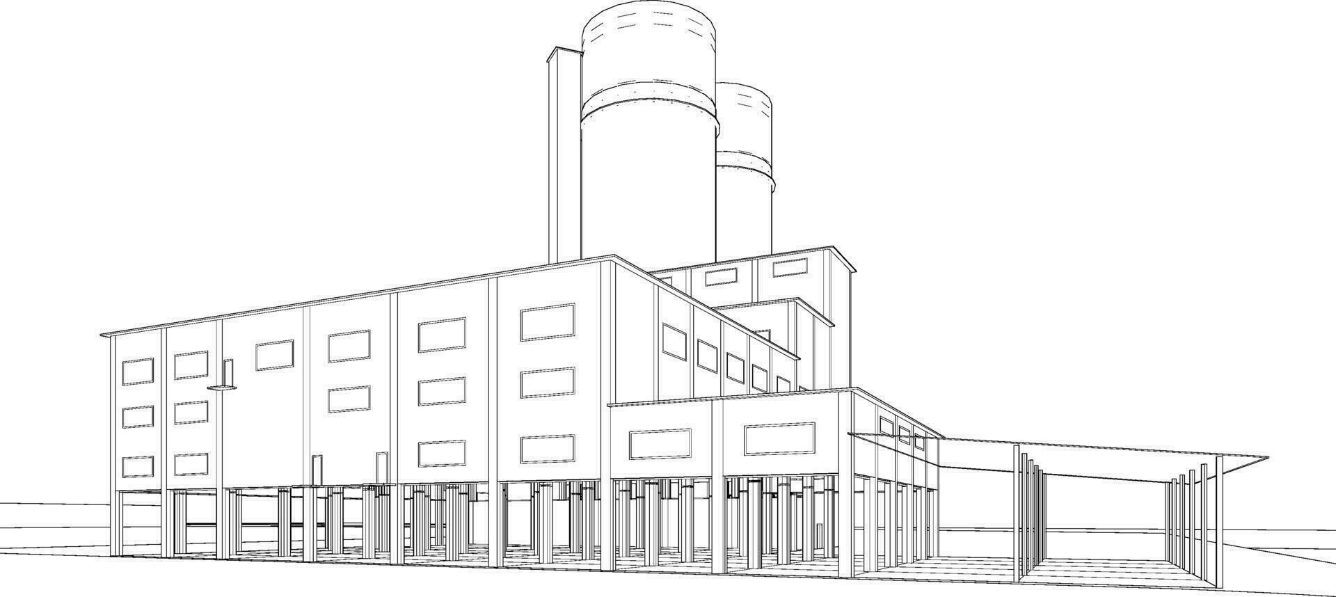 3d ilustração do industrial construção vetor