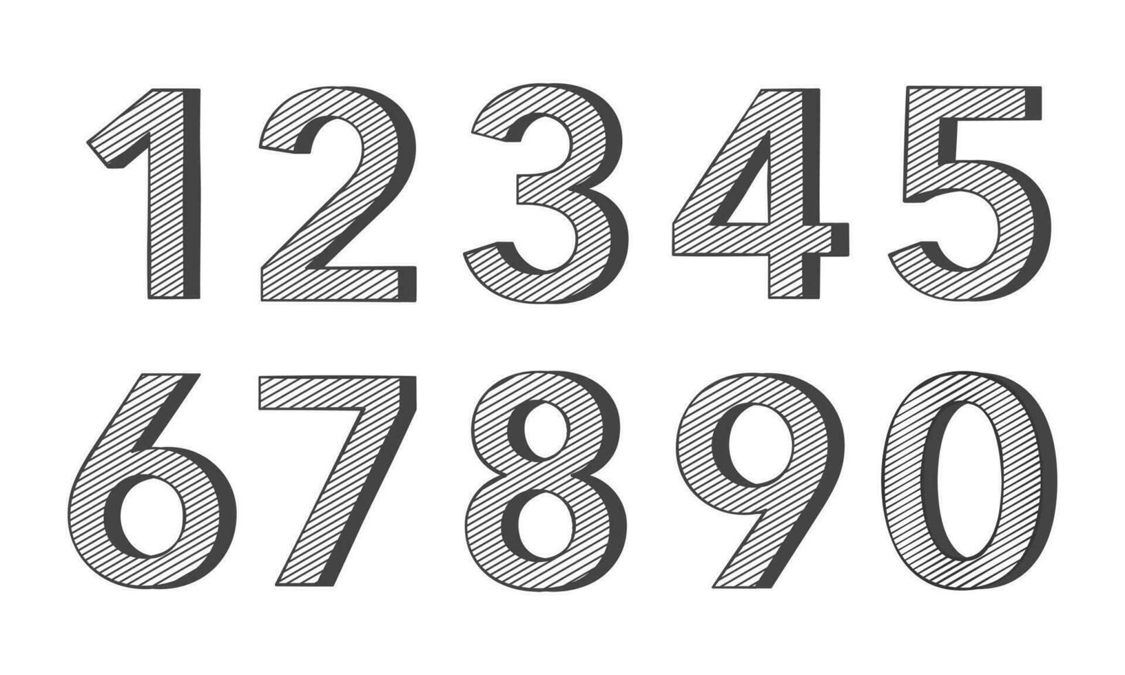 conjunto do dez números a partir de 0 0 para 9. vetor ilustração.
