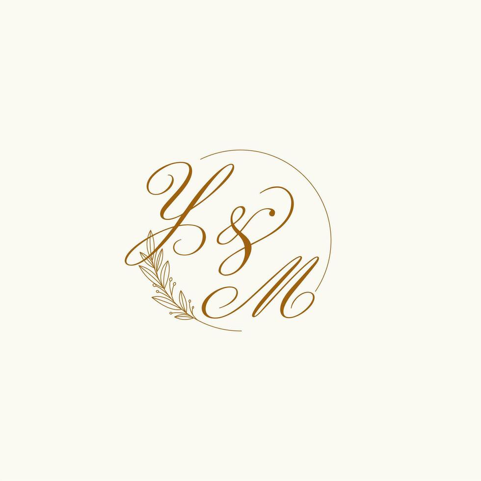 iniciais sim Casamento monograma logotipo com folhas e elegante circular linhas vetor