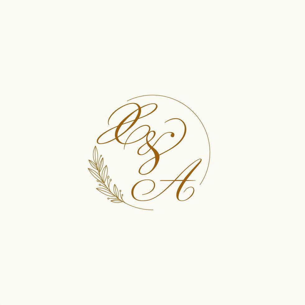 iniciais xa Casamento monograma logotipo com folhas e elegante circular linhas vetor