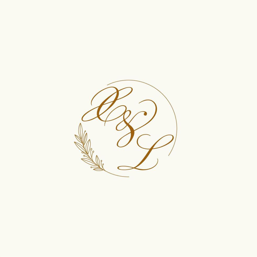 iniciais xl Casamento monograma logotipo com folhas e elegante circular linhas vetor