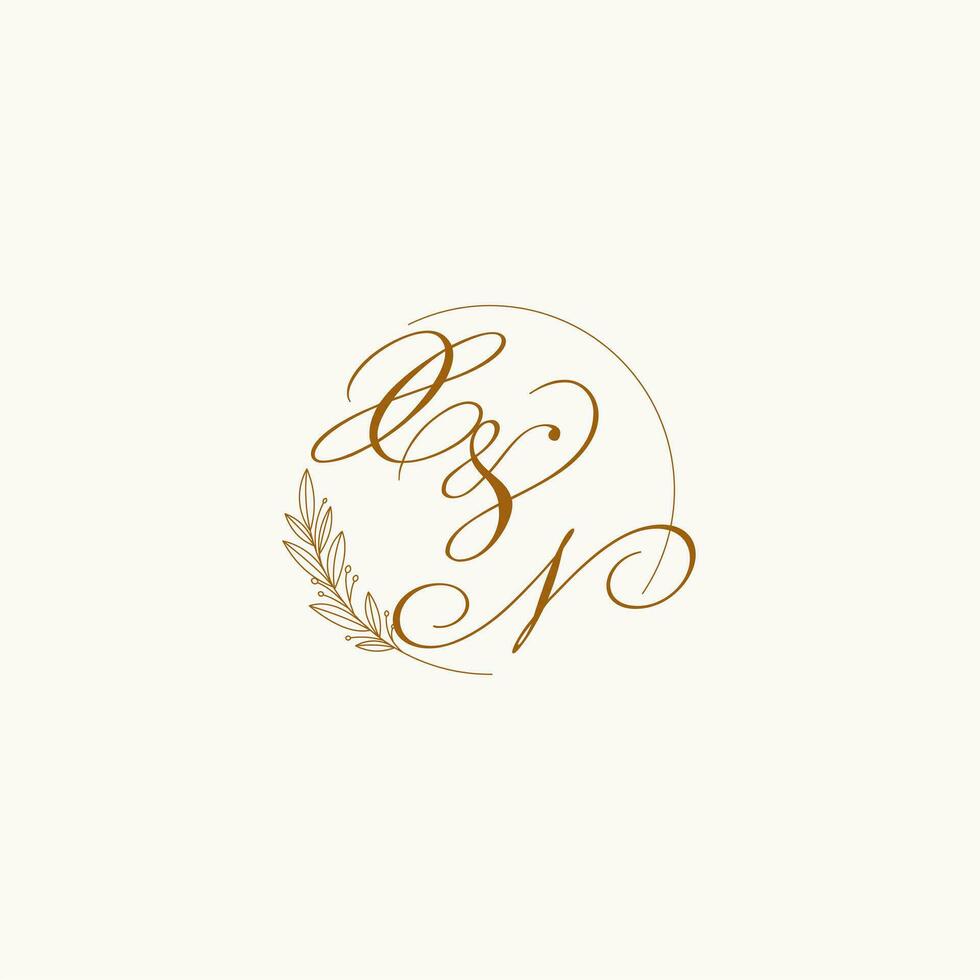 iniciais xn Casamento monograma logotipo com folhas e elegante circular linhas vetor