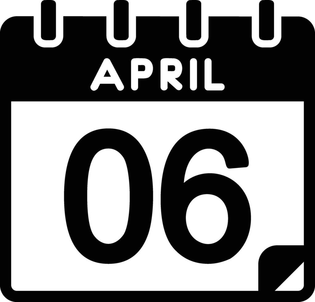 6 abril glifo ícone vetor