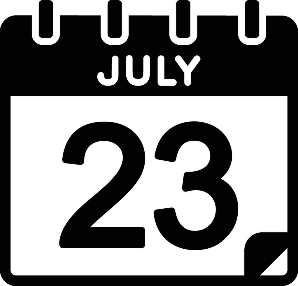 23 Julho glifo ícone vetor