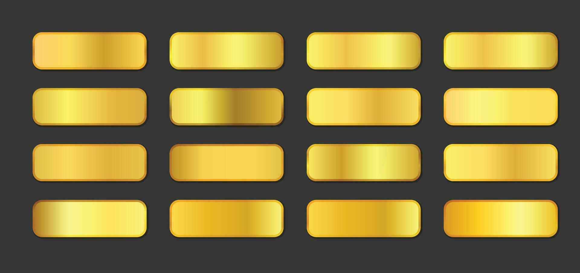conjunto do amarelo ouro metálico gradientes. ouro metal gradiente coleção. ouro gradiente conjunto vetor