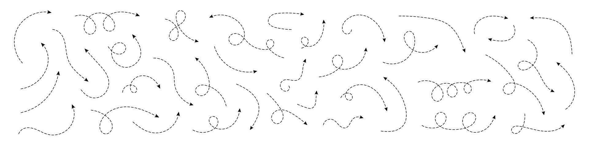 curvado Setas; flechas. conjunto do vetor mão desenhado ziguezague Setas; flechas. coleção do ponteiros. vetor ilustração.