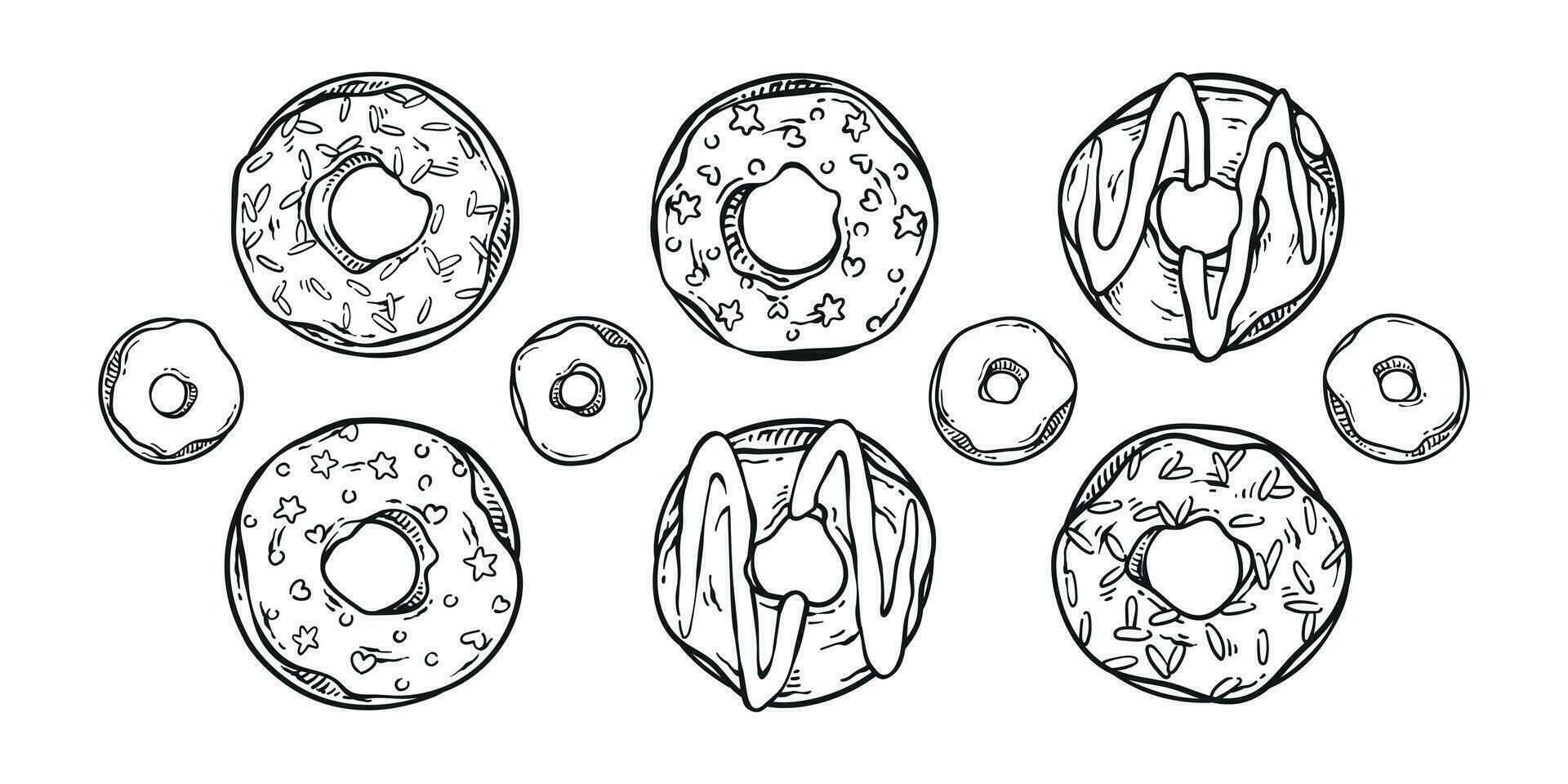 coleção do rosquinha mão desenhado ilustração vetor saboroso Comida desenhando