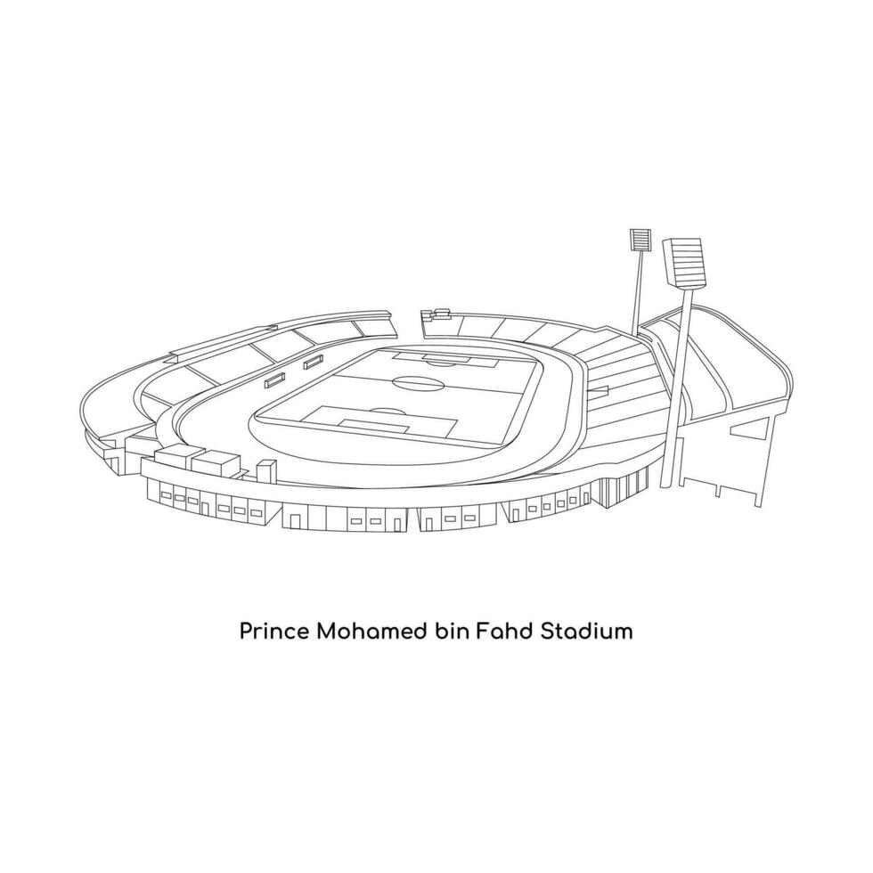 linha arte Projeto do saudita Arábias internacional estádio, Principe mohamed bin fahd estádio vetor