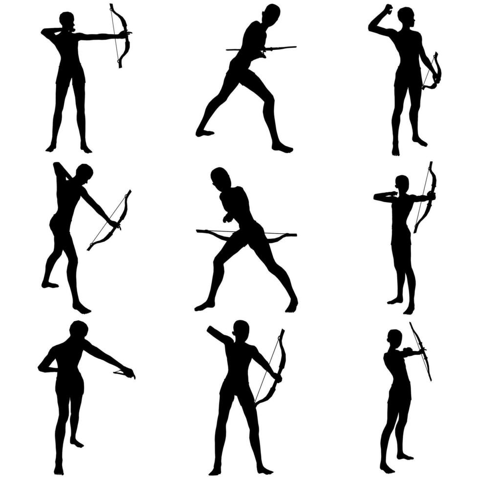 agrupar pose do homem usando Setas; flechas silhueta arte estilo vetor