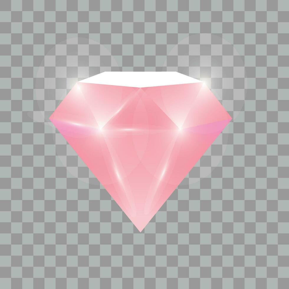 vetor precioso pedra Rosa cor, rubi dentro desenho animado estilo. jóia, tesouro, gema, brilhante, diamante, cristal