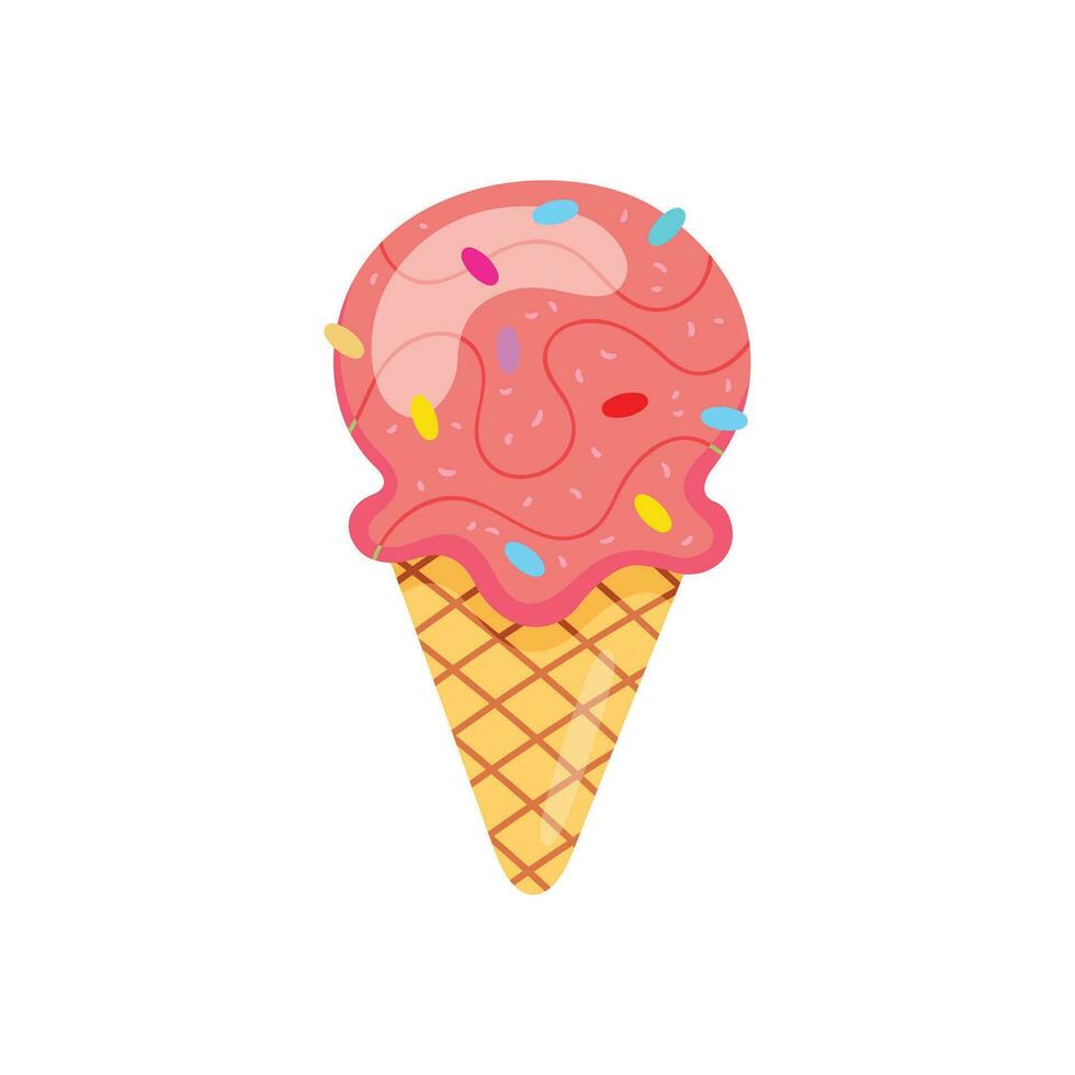 vetor gelo creme cone desenho animado ícone plano desenho animado estilo ilustração doce Comida ícone conceito isolado