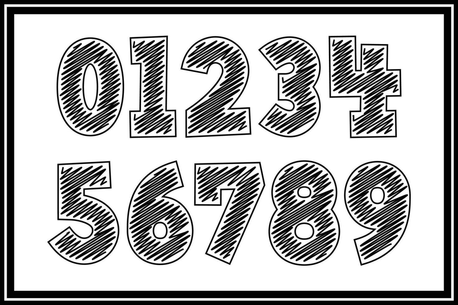 versátil coleção do rabisco criações números para vários usa vetor
