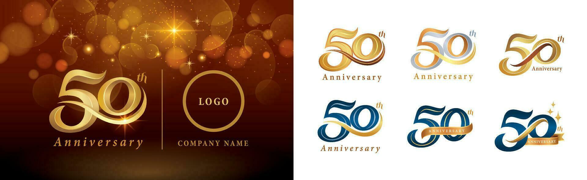 conjunto do 50 aniversário logótipo projeto, cinquenta anos a comemorar aniversário logotipo vetor