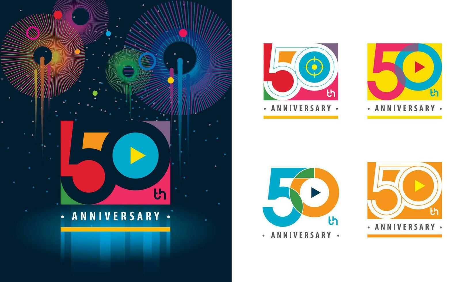 conjunto do 50 aniversário logótipo projeto, cinquenta anos a comemorar aniversário vetor