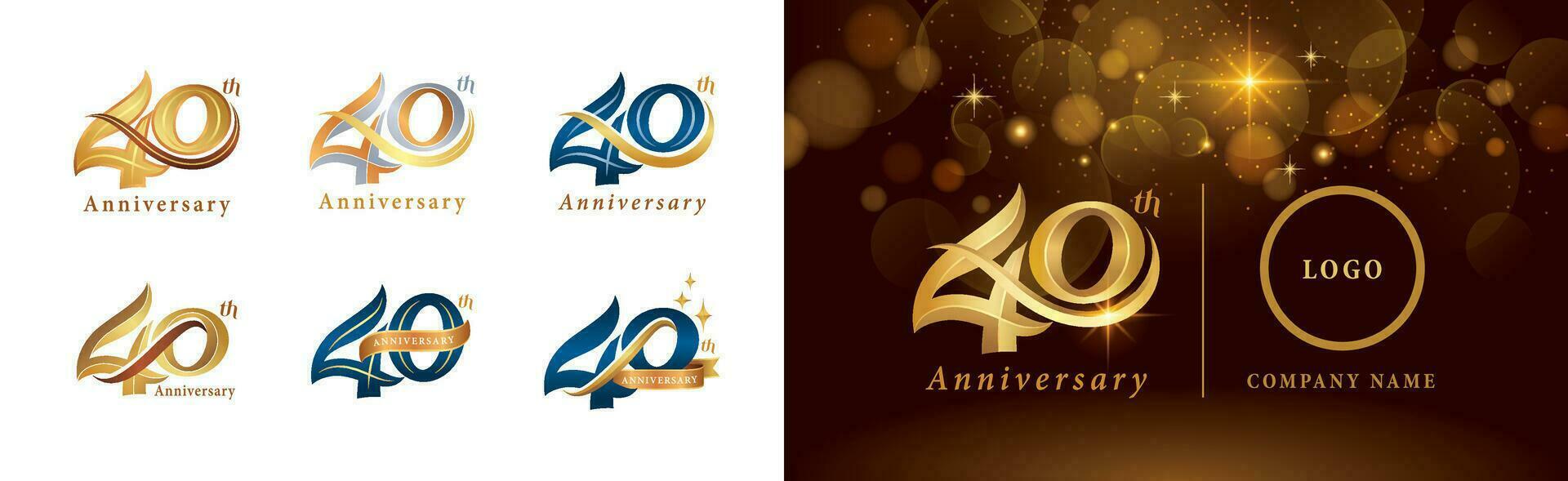 conjunto do 40º aniversário logótipo projeto, quarenta anos a comemorar aniversário logotipo vetor