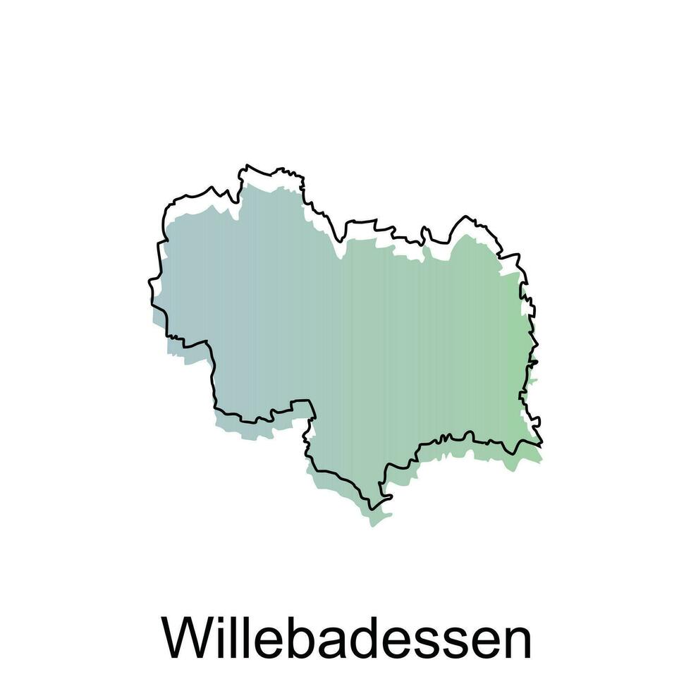 Alto detalhado vetor mapa do Willebadessen moderno contorno, logotipo vetor Projeto. abstrato, desenhos conceito, logotipo, logótipo elemento para modelo.