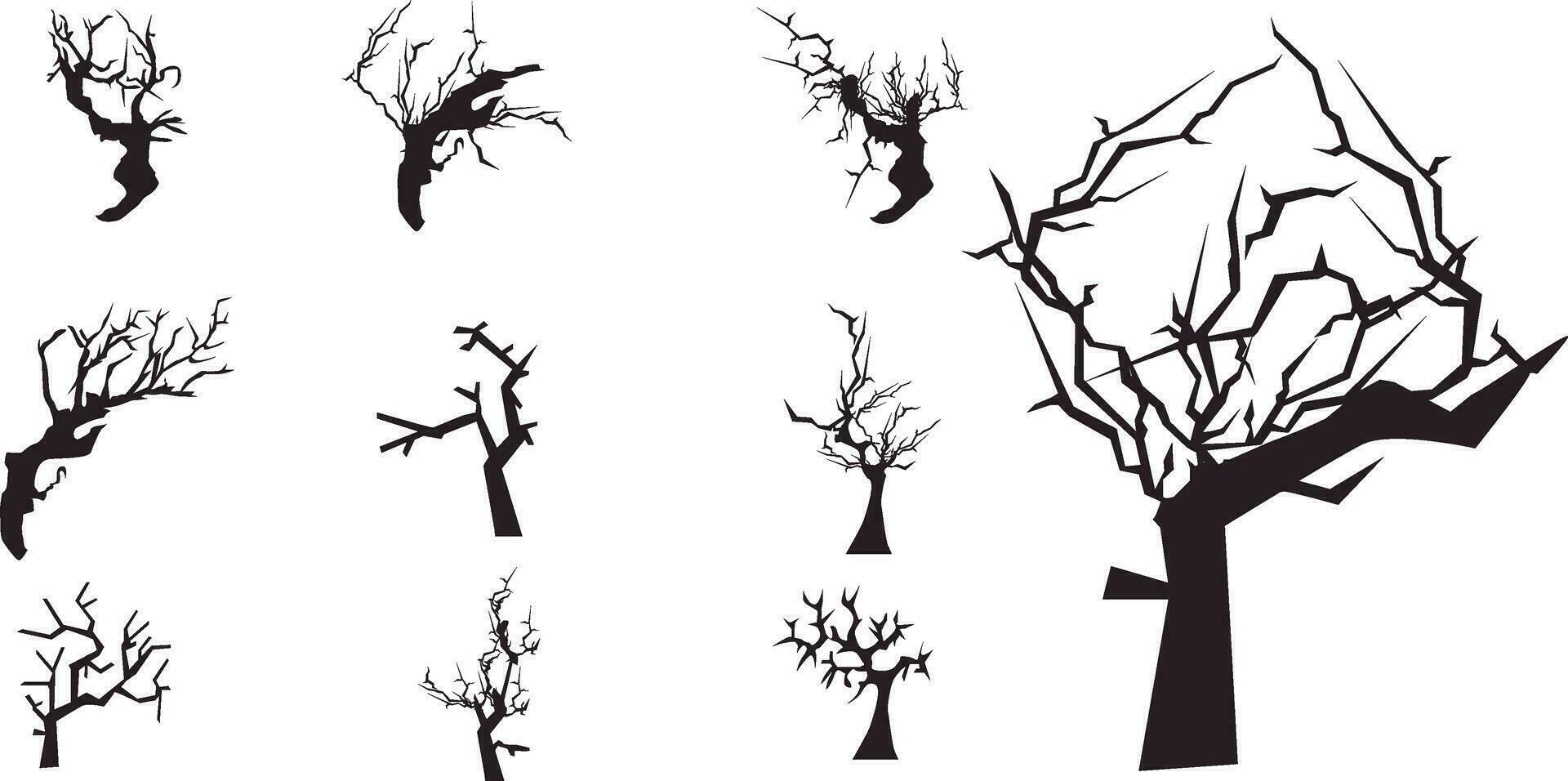vetor coleção do assustador seco árvore silhuetas para dia das Bruxas decoração