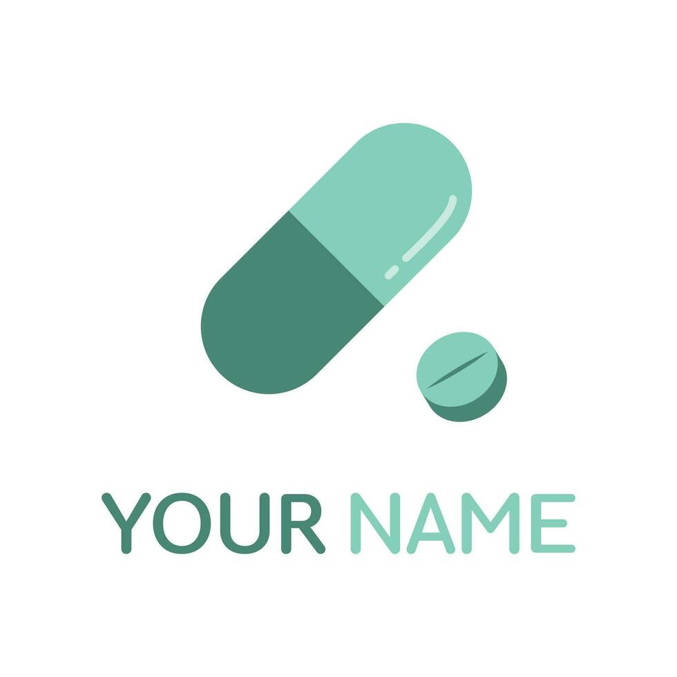 médico e cápsula logotipo para cura, farmacia, hospital, clínica, droga loja vetor