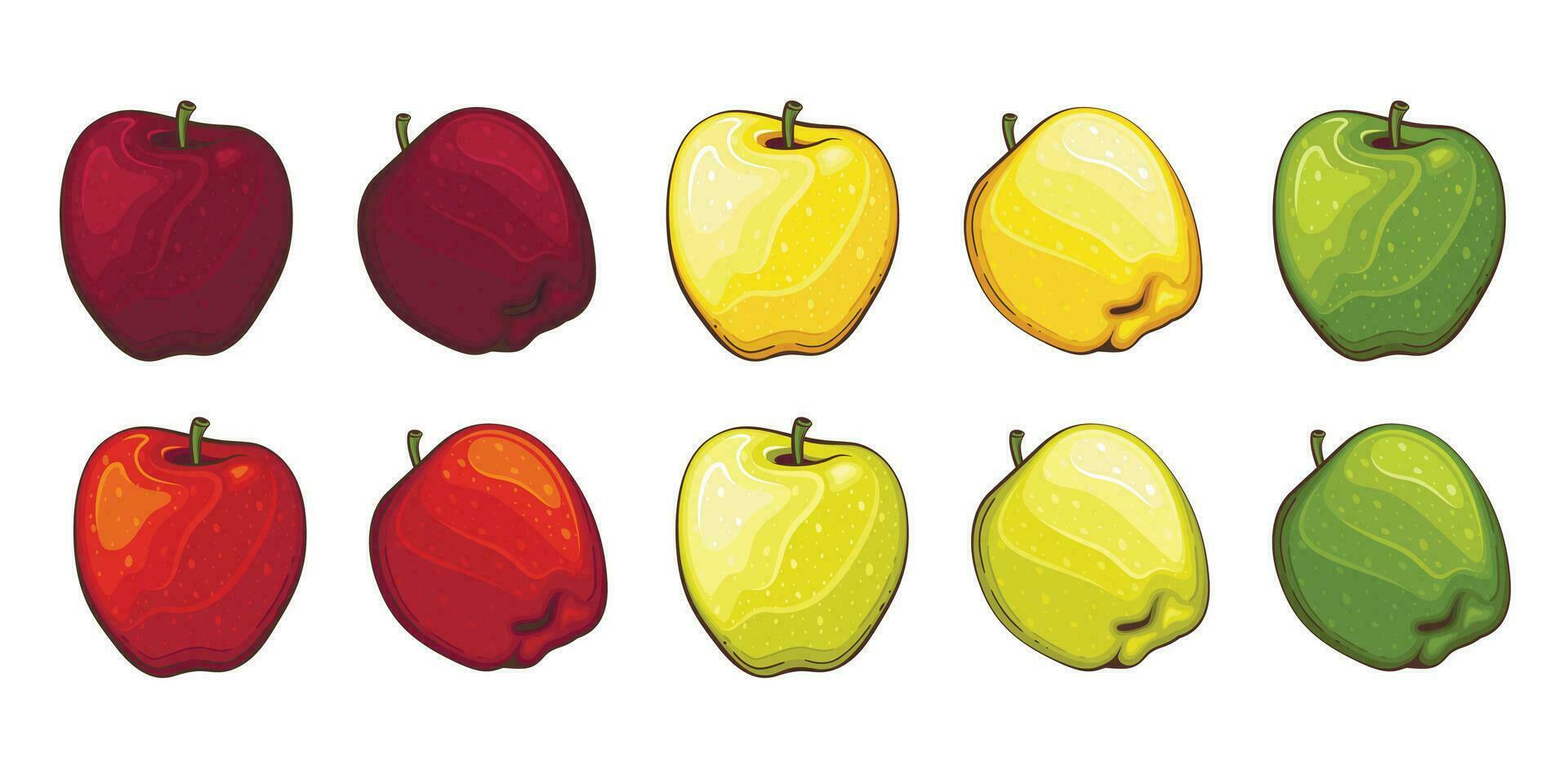 maçã isolado vetor ilustração. frutas colorida ilustrações isolado em branco fundo. fruta coleção.