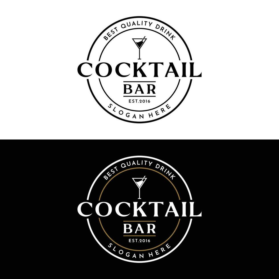 Prêmio qualidade coquetel álcool beber logotipo Projeto com vintage estilo. logotipo para bar, restaurante, bar, negócios, distintivo. vetor