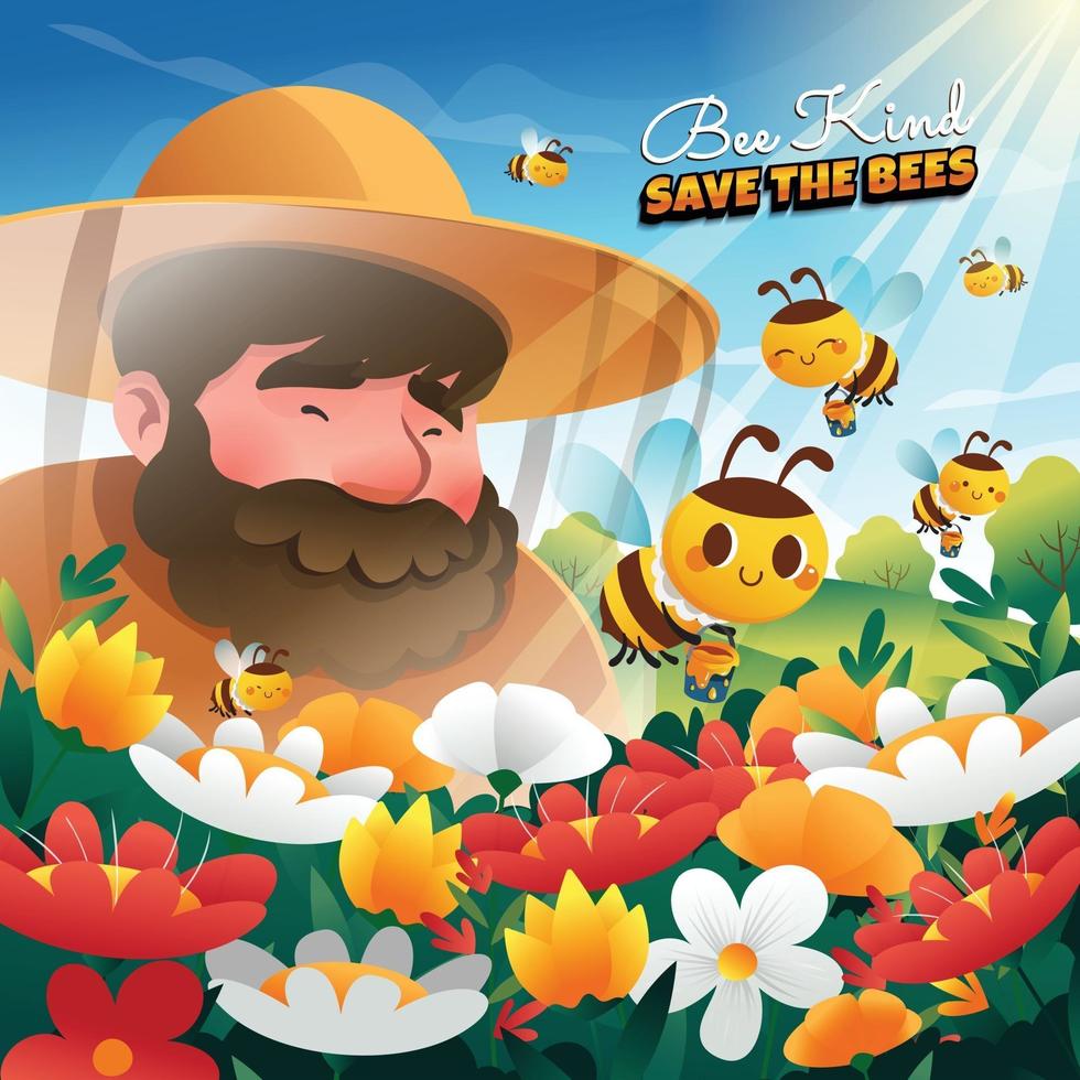 conceito de tipo de abelha salvar as abelhas vetor
