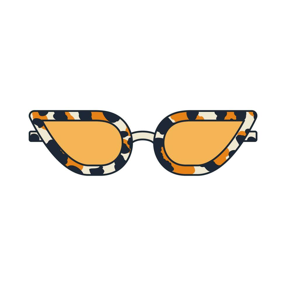 groovy oculos de sol dentro retro hippie estilo . geométrico abstrato vetor óculos dentro 1970. vetor plano ilustração.