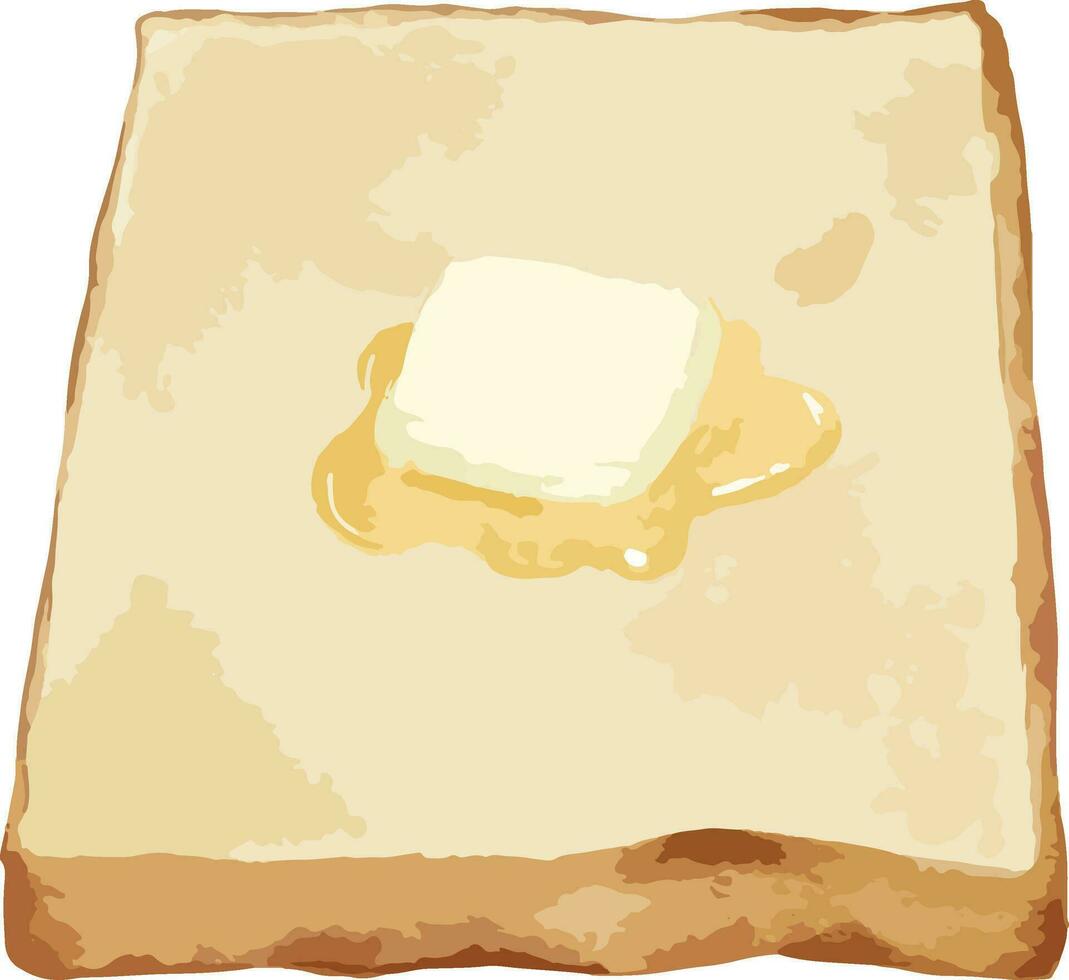 manteiga em torrada mão desenhado aguarela ilustração isolado elemento vetor
