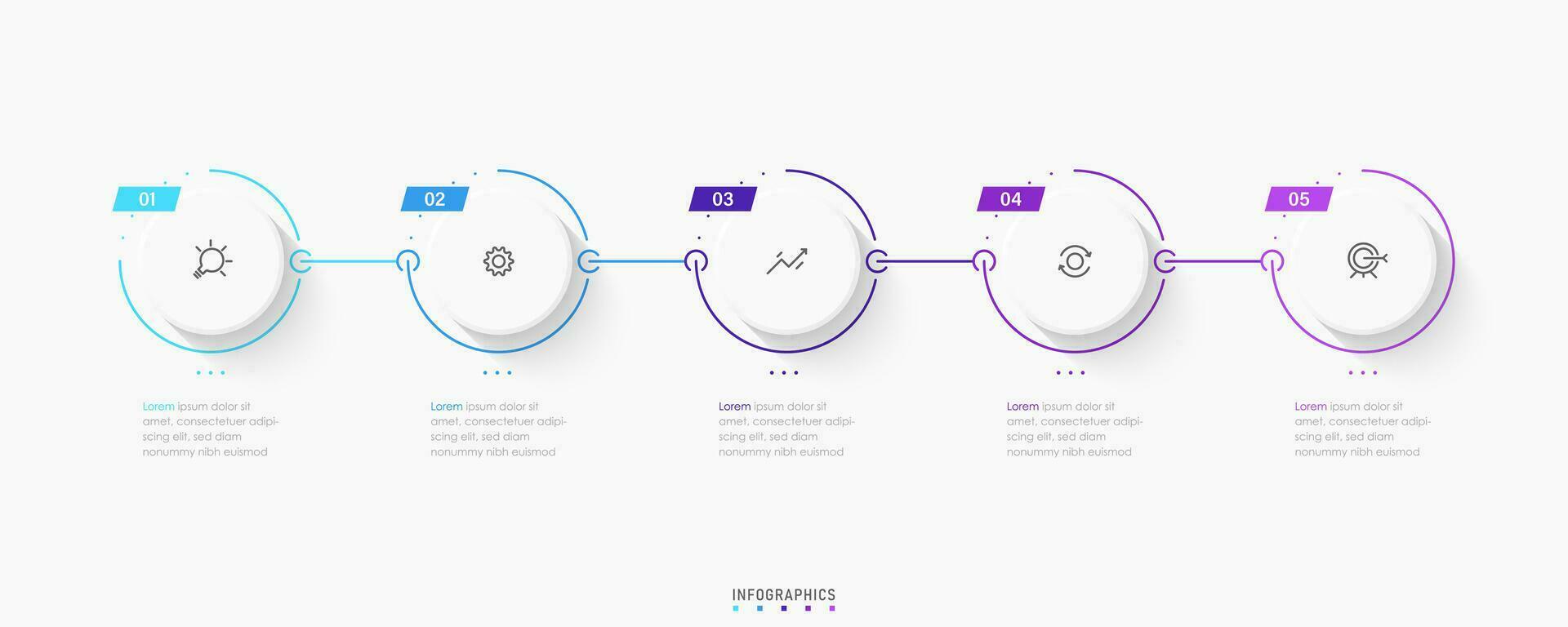 modelo de design de rótulo infográfico vetorial com ícones e 5 opções ou etapas. pode ser usado para diagrama de processo, apresentações, layout de fluxo de trabalho, banner, fluxograma, gráfico de informações. vetor