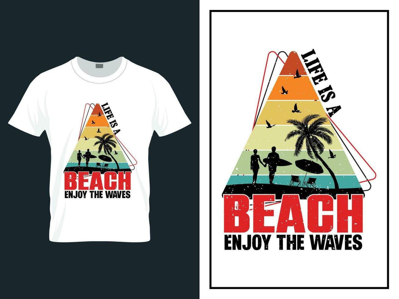 verão Tempo de praia camiseta Projeto vetor ilustração, vetor verão dia t camisa Projeto