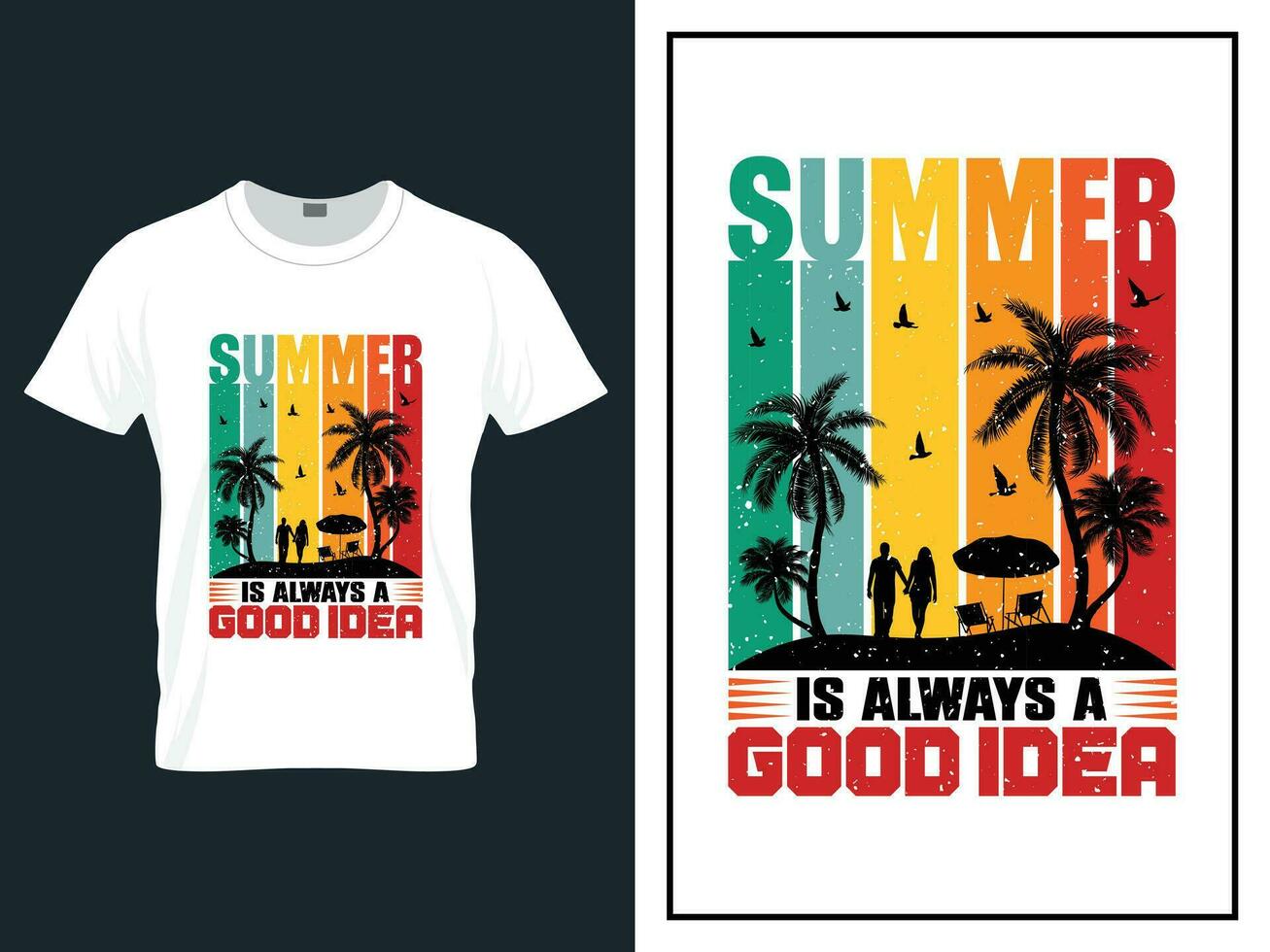 verão Tempo de praia camiseta Projeto vetor ilustração, vetor verão dia t camisa Projeto