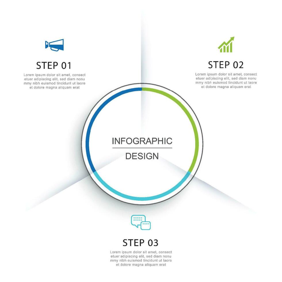 linha do tempo do círculo de infográficos com modelo de dados de 3 números. ilustração vetorial fundo abstrato. vetor