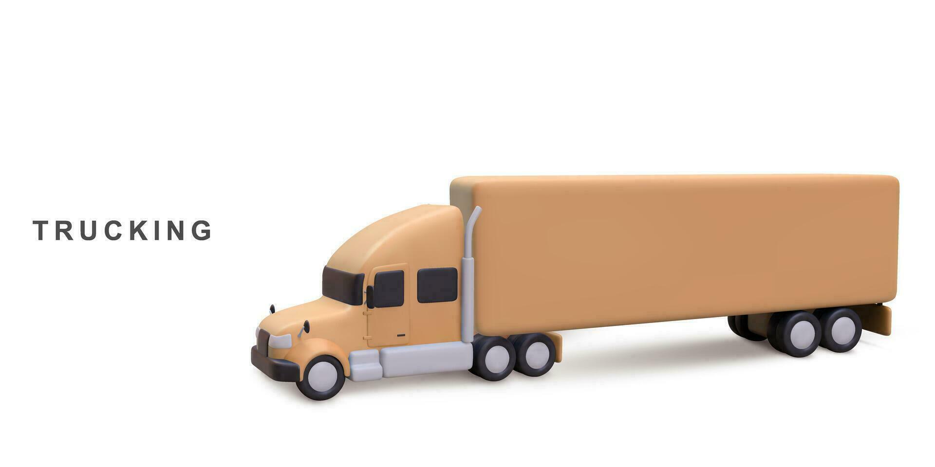 3d realista Entrega caminhão em branco fundo. vetor ilustração.