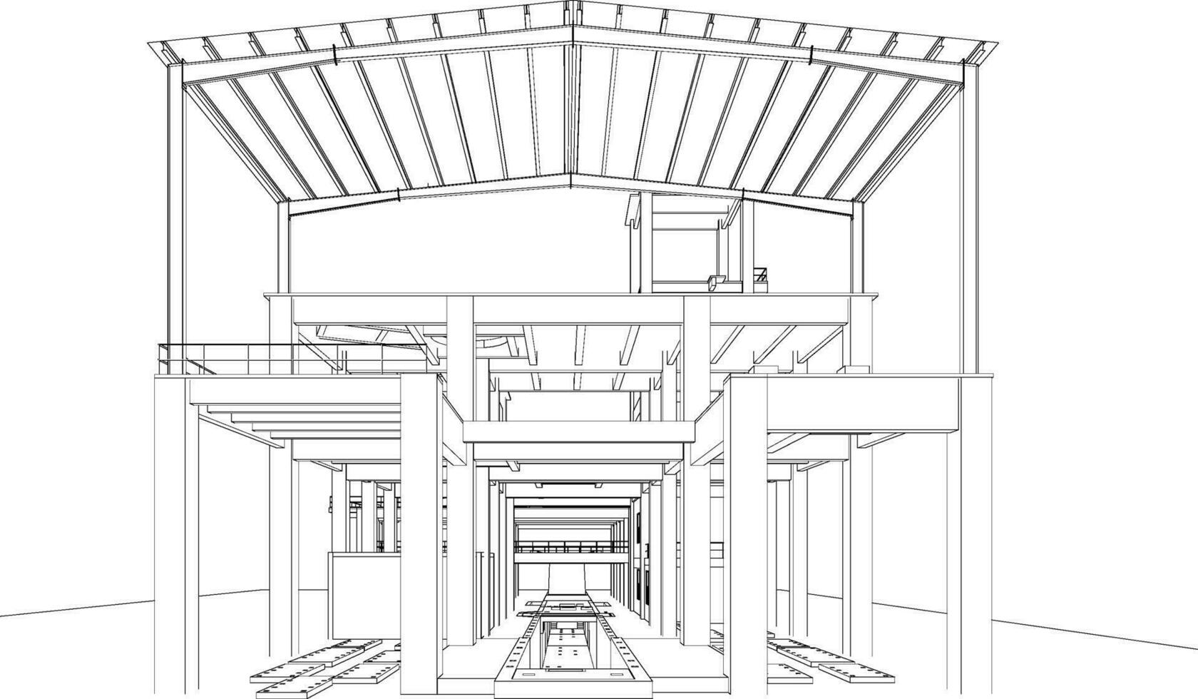 3d ilustração do industrial construção vetor