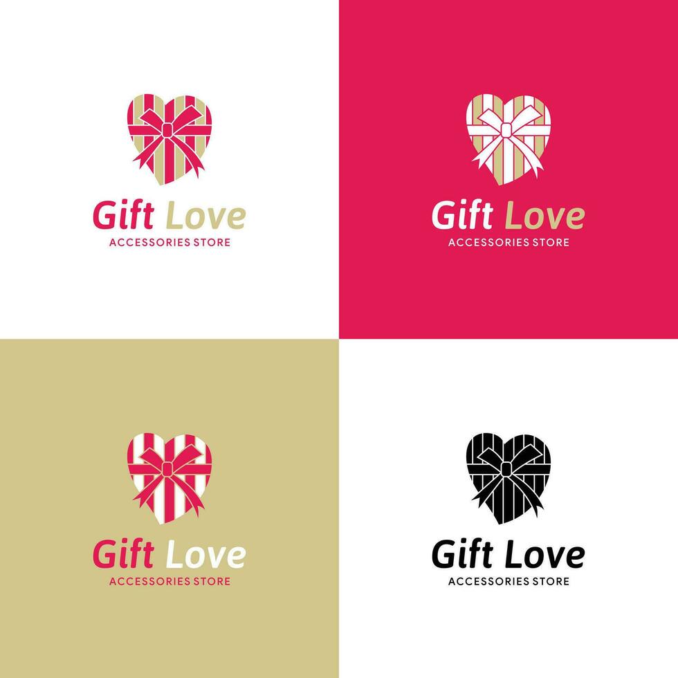 presente amor logotipo Projeto modelo dentro combinação Rosa e Castanho cores. monochorme fundo. vetor